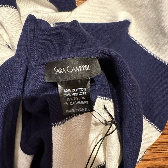 Sara Campbell navy and white striped poncho new without tags - Picture 3 of 4